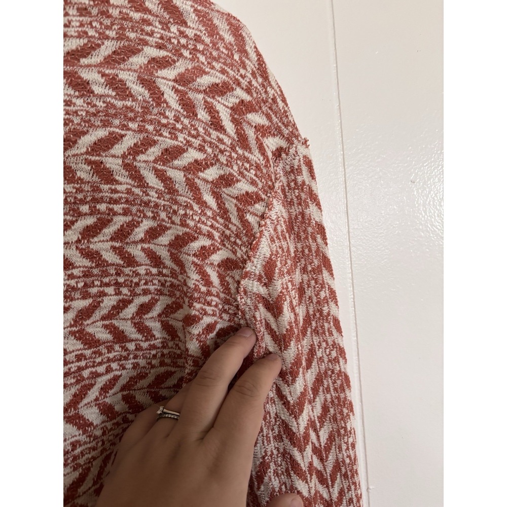 BKE Womens Shirt Size S Chevron Mock‎ Neck Cropped Knit Long Sleeve Top Orange - Picture 11 of 11